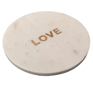 White Marble Love Round Serving Board