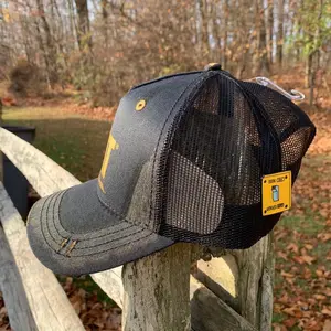 1/1 Custom Trucker Hat with Interchange Pin, Adjustable Fit, Adjustable Closure, Adjustable Strap, Black Mesh Design