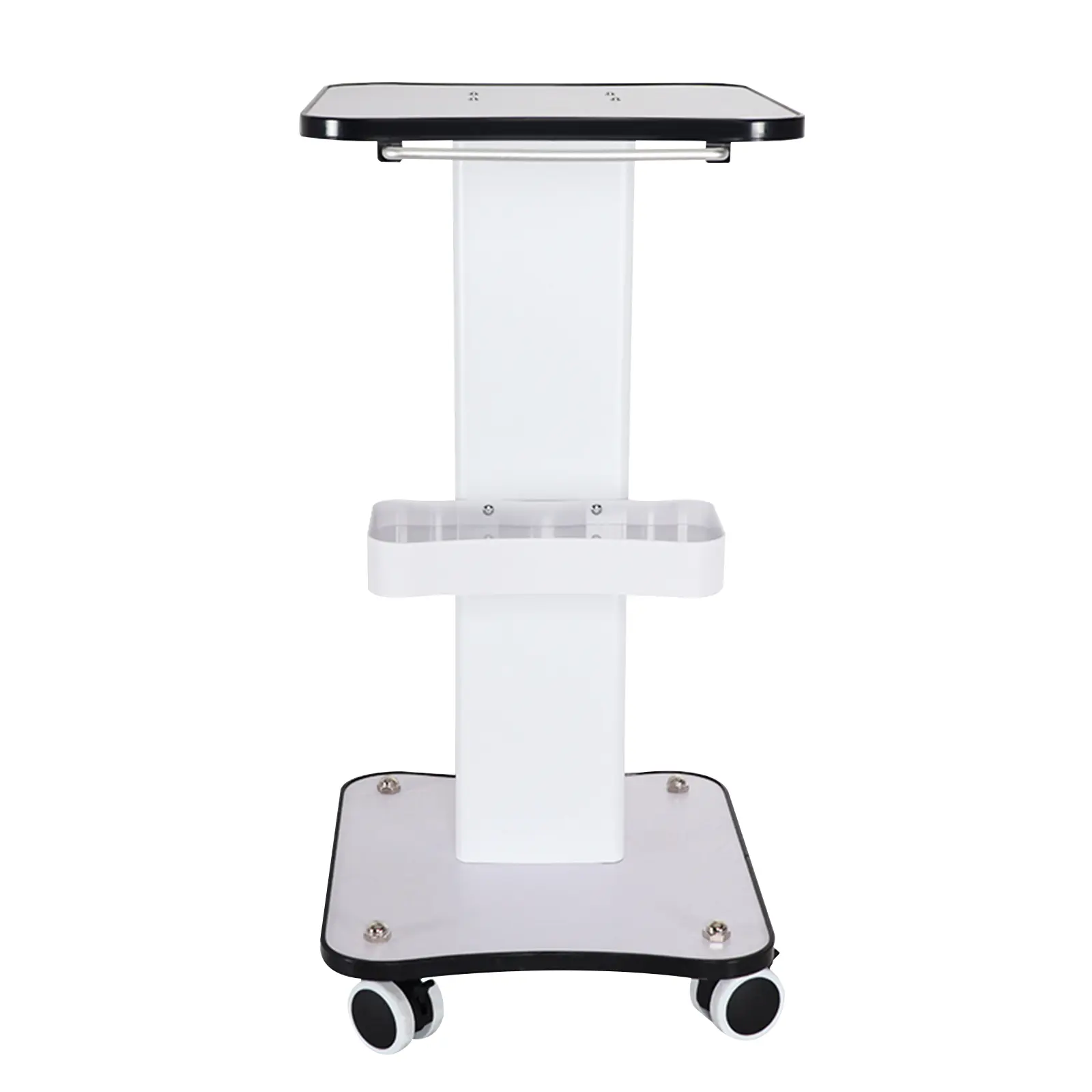 Rolling Beauty Equipment Cart 4 Casters Mobile Trolley with Storage Tray and Armrest for Salon Spa Clinic Barber Shop and Makeup Studio