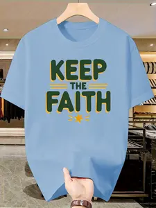 Men's Letter Print T-Shirt, Summer Breathable Slim Fit Short Sleeve Top, Casual Style, Single-Sided Design, No Zipper, with Collar