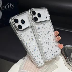 Compatible with iPhone 17/17 Air/17 16 15 14 13 12 Pro/Pro Max Case for Women Girls Clear Bling Diamond Glitter 3D Rhinestone Phone Case Cute Sparkly Shiny Gem Crystal Girly Luxury Fashion Protective Phone Cases, Gift for her for iPhone 17 Pro Max
