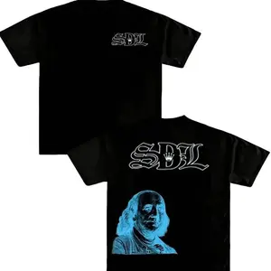 SDL Tee Black/Blue Graphic T-Shirt, Streetwear Retro Fashion, TikTok Viral Trend, Unisex Hip Hop Casual Shirt, Fashion Cotton, Full Color, Full Size, For Men, For Women