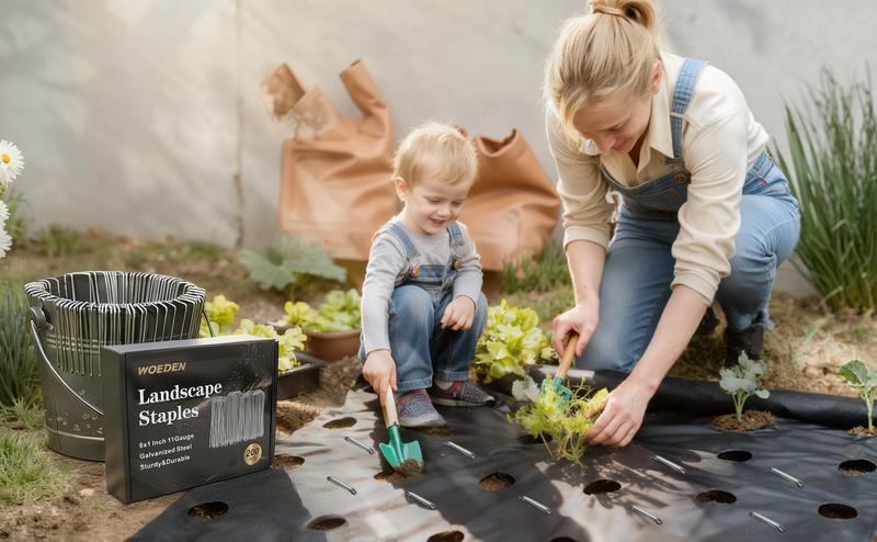 WOEDEN 6" Galvanized Landscape Staples 10 Gauge U-Shaped Garden Stakes for Weed Barrier Durable Growing Tray Drip Irrigation & Holiday Decorations 120/200 Pcs