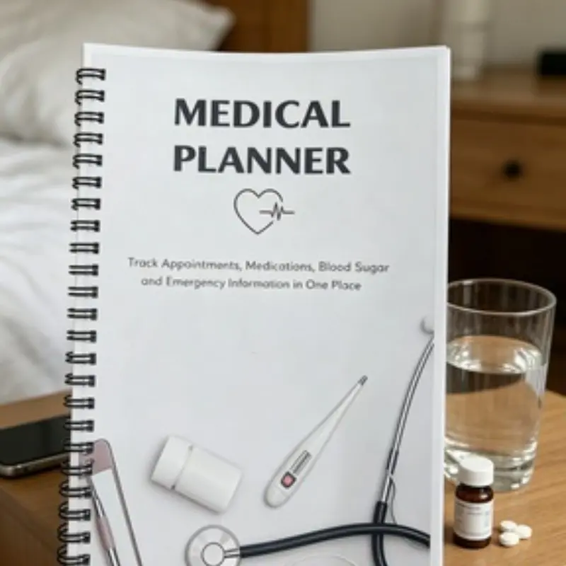 Medical Planner Spiral Notebook, Health & Wellness Log Book, Appointments, Medications, Blood Sugar, Emergency Info, Undated Health Tracker Journal