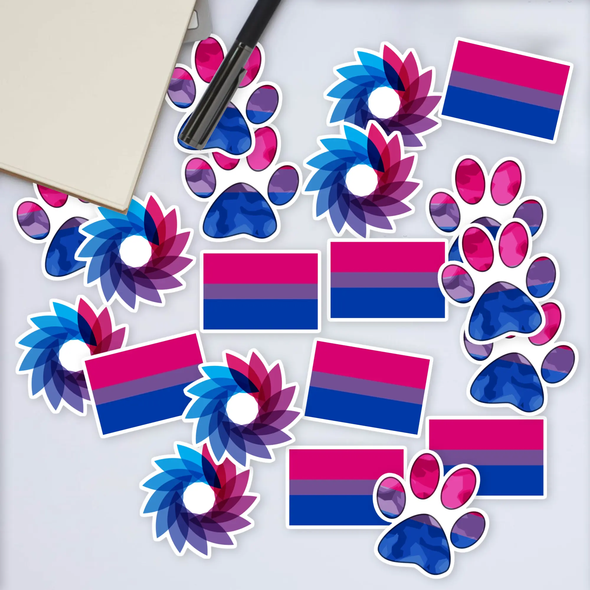 Stickers Pack 20 Pcs Bisexual Bottle Pride Guitar Aesthetic Abstract Bumper Waterproof Colorful Bike Skateboard Luggage Water Laptop Vinyl Car