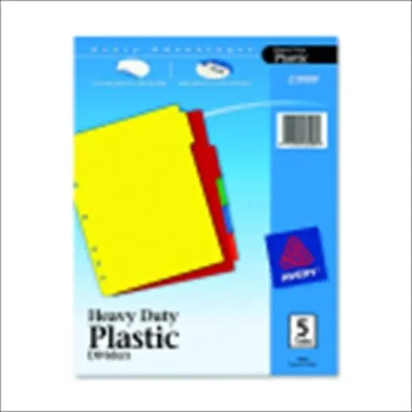 Avery 1054345 Plastic & Polyethylene Colored Tabs Binder Divider with White Labels - 11x8.50 in, Pack of 5, Binder Accessories, Colored Tabs Binder Accessories