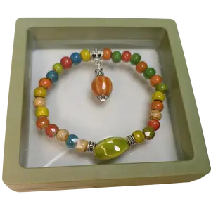 Fortune & Happy Crackle-Glazed Colorful Ceramic Bracelet, Collectible Cultural Pottery Bracelet with Charms