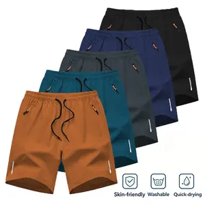 Men's Quick-Drying Breathable Elastic Waist Drawstring Sports Shorts, Regular Fit Casual Comfy Pocket Shorts for Summer, Men's Bottomsfor Daily Wear, Runs Small pool