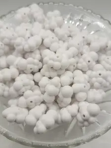 Flocked White Cloud Bead: Fluffy Cloud Effect, 1 inch Wide,10 piece