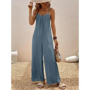 Solid Wide Leg Cami Jumpsuit For women