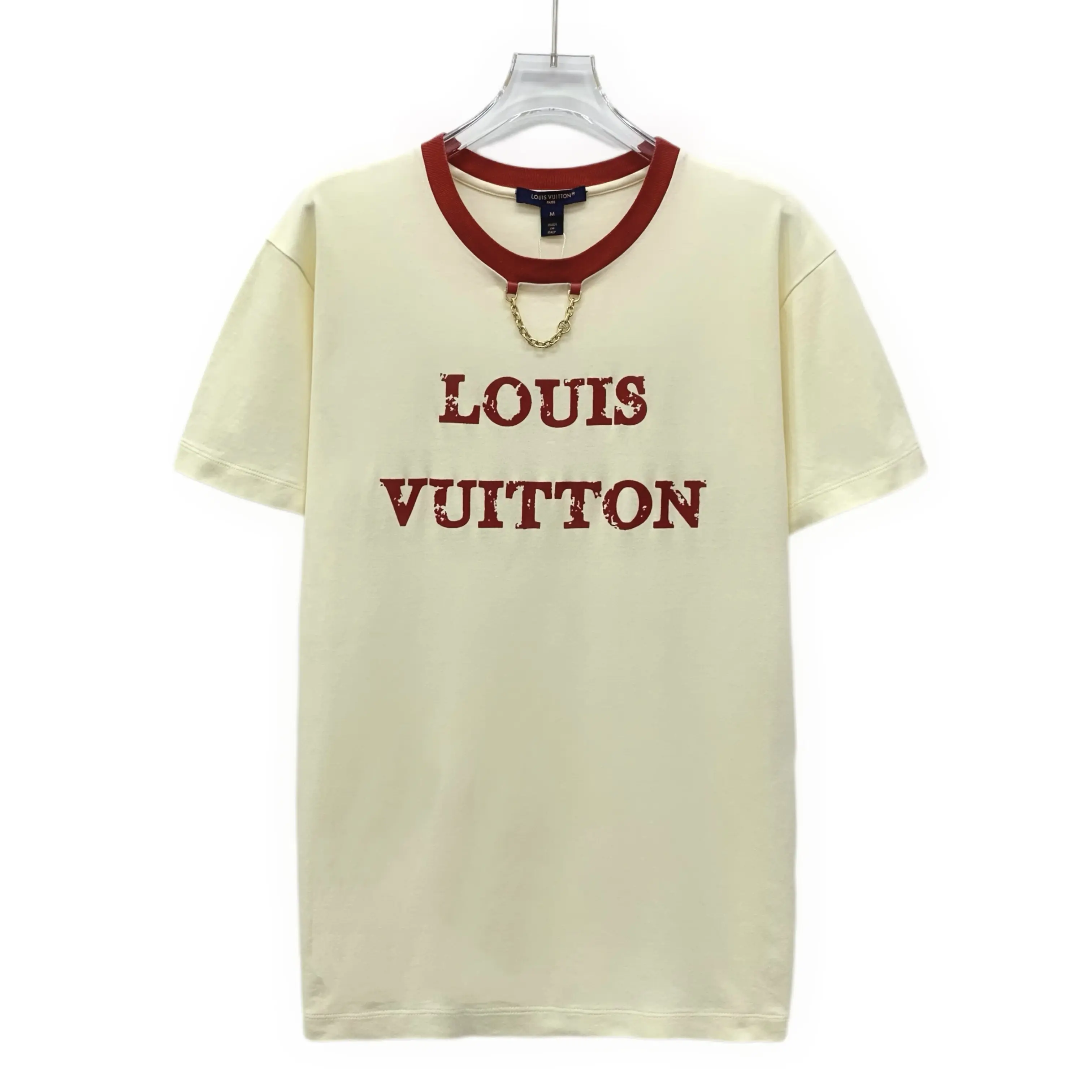 RDLT— Louis Vuitton Nautical Beige Logo Print Cotton T-Shirt Size M