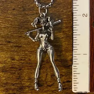 1pc Quinn Pendant Charm And 23” Necklace Chain Cosplay Costume Bad Girl With Bat Gift Present Female Male Birthday Anniversary