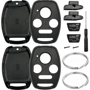 2 Pack Key Fob Shell Replacement For Honda Accord 2003-2012,Civic EX 2006-2013,Pilot 2009-2015,CR-V 2005-2006 4 Button Car Keyless Entry Remote Control Key Fob Case Cover-NO Cutting Require