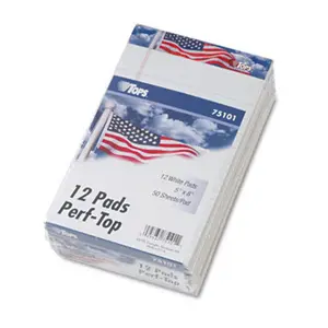 Tops  American Pride Writing Pad Jr. Legal Rule 5x8 White 12 50-Sheet Pads/pk