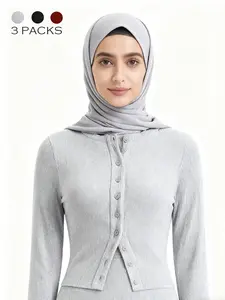 Women's Solid Button Front Ribbed Tee, Casual Long Sleeve Round Neck T-shirt Button Down Front for Spring & Fall, Ladies Clothes for Daily Wear