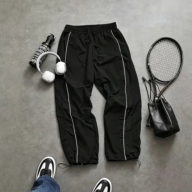 Men's Casual Athletic Jogger Pants - Elastic Drawstring Waist, Adjustable Cuffs, All-Season Street-Style Bottoms for Outdoor & Everyday Wear