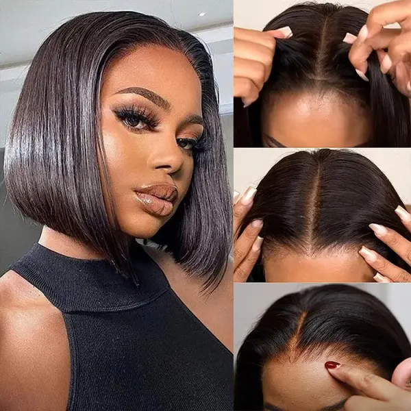 Alipearl Glueless Bob Wig Short Straight Ready To Go 4x7 Lace Closure Bob Wigs Loose Body Bob Glueless Wig Pre Cut Lace Closure TikTokShopBacktoSchool FallFreshness #sohochic