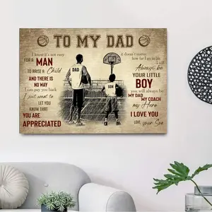 Personalized Basketball Dad Canvas Wall Art To My Dad I Love You Canvas Poster Print Father's Day Birthday Gift For Basketball Lovers bedroom decor     room decor for men   wall decor    men room decor  room decor for boys