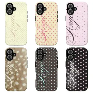FL-Vintage Polka Dot Angel Phone Case,Coquette Angel Script Polka Dot Phone Case For iPhone 11 12 13 14 15 16 17 Air Pro Max