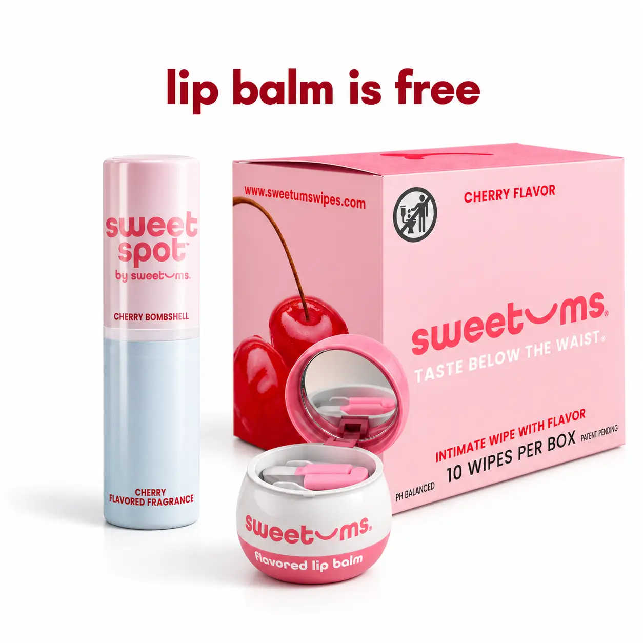 [NEW] Sweetums Head To Toe Sweetness Bundle | Mix and Match Lip Balm Solid Fragrance and Intimate Wipes | Full Body Sweetness & Freshness Head to Toe | Cherry Pina Colada Pineapple Coconut and Vanilla Cinnamon Bun | gift set stocking stuffer
