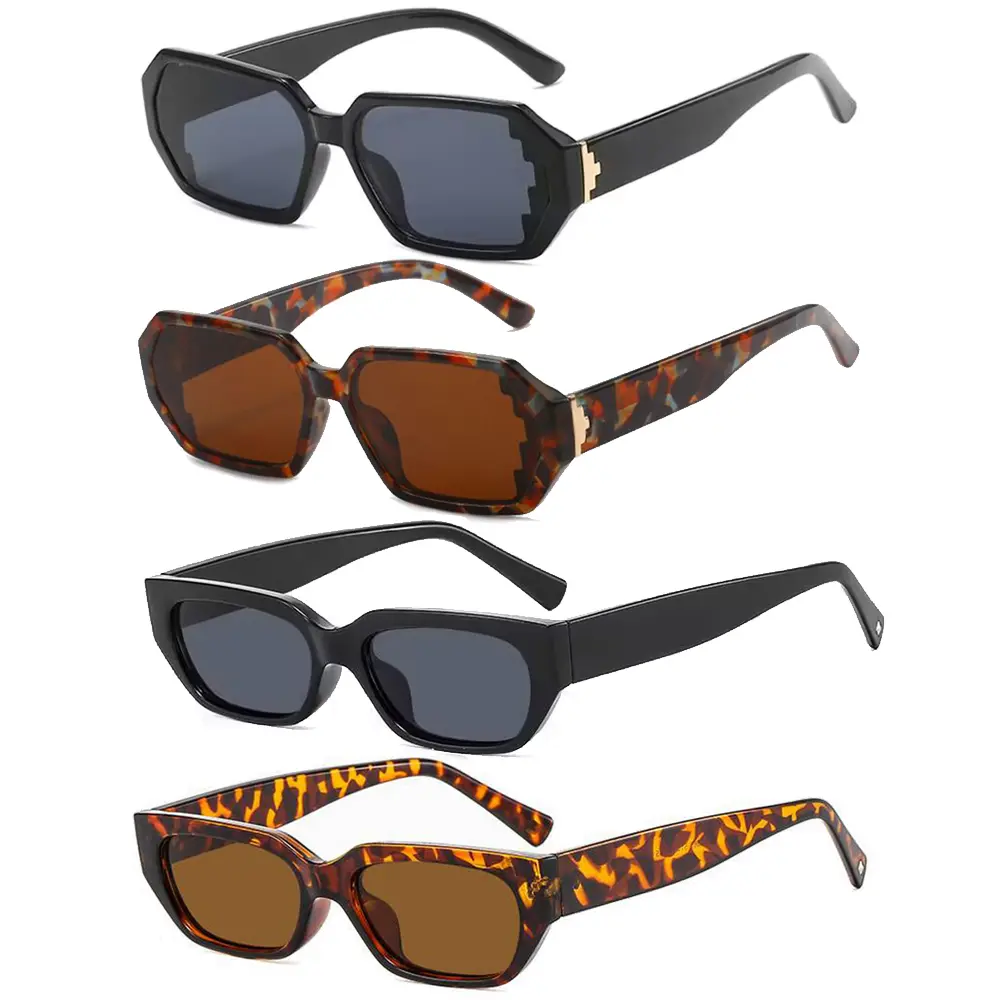 【SummerVibes】2/4Pcs Trendy Rectangle Sunglasses for Women, Retro Small Thin Square Sunnies 90’s Vintage Fashion Sun Glasses UV400 Protection