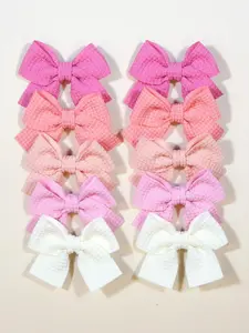 10pcs/Set New Cute Ribbon Pretty Bow Barrettes Hair Clips, Handmade Hair Accessories For Girls