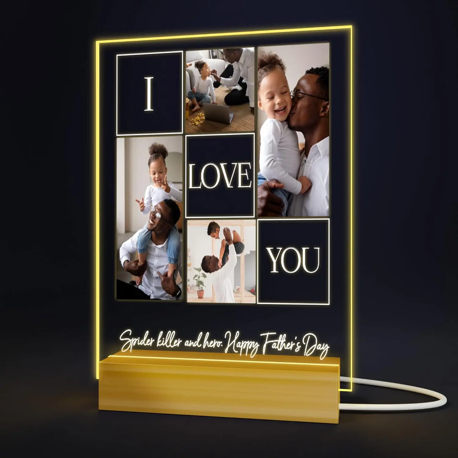 EGD Personalized Acrylic Plaque for Dad Gifts | Choose Your Photos for Unique Personalized Gifts for Dad | Custom Gift for Grandfather | Birthday Gifts for Men | Optional LED Lights
