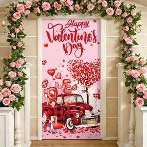 Elastic Room Door Decoration Set, Simple Installation Valentine's Day Door Cover, Holiday Party Decor, Wall Decor Banner, 82.7in X 35.4 Inches