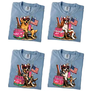 Comfort Colors Blue Jean 50+ Dog Funny 4th of July Shirt, Retro Labradoodle Drinking Energy Drink Alani Nu Strawberry American patriotic dogs Shirt, Funny Summer Beach Dog Shirt, Patriotic Dogs Shirt