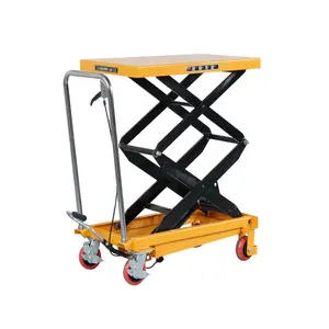 Hydraulic Lift Table Cart, 1760 lbs capacity, 60" maximum lifting height. Double scissor design, fitted with non-slip rubber pads and 360° polyurethane wheels, ideal for material handling and transportation.