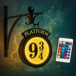 Platform 9 3/4 Night Light with Remote Control 16 RGB Colors 3D Design, Decorative Night Light for Harry Fans.Color-changing LED lights for outdoor garage bedroom.Wizards Themed LED Light Gift for Halloween Christmas and Birthday