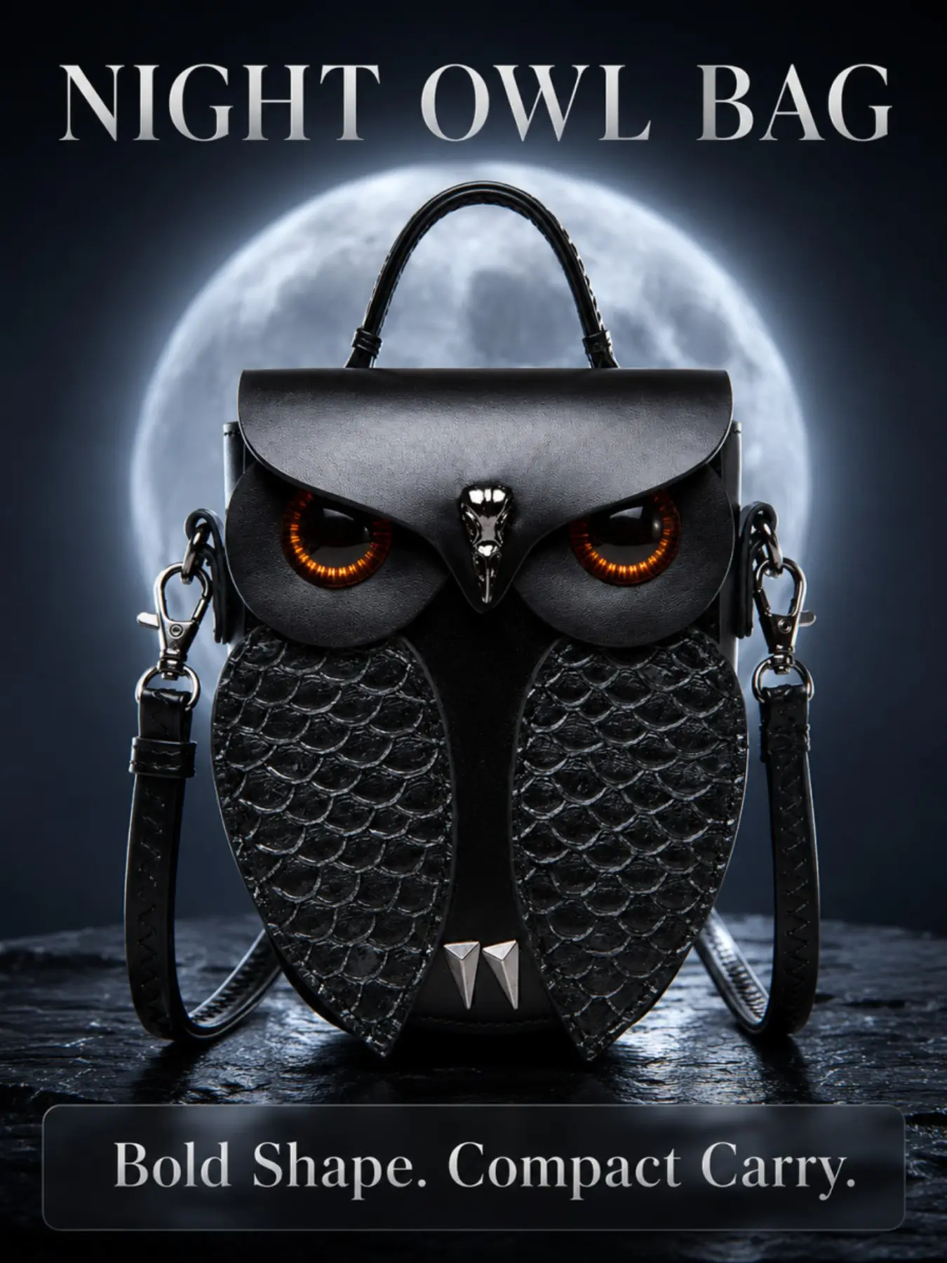 1pc Owl Crossbody Bag, Vintage Gothic Shoulder Handbag with Adjustable Strap, Creative Animal Shape Purse for Travel, Festivals, Cosplay & Daily Use, Unisex Retro Statement Bag Gift for Fashion and Alternative Style Lovers