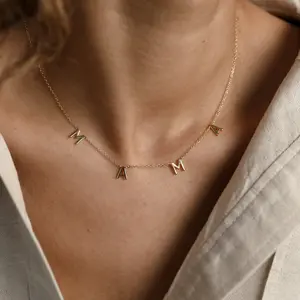 Mama Letter Necklace by Caitlyn Minimalist - Dainty Mothers Necklace - Mama Charm Necklace - Minimalist Mom Jewelry - Mother's Day Gift