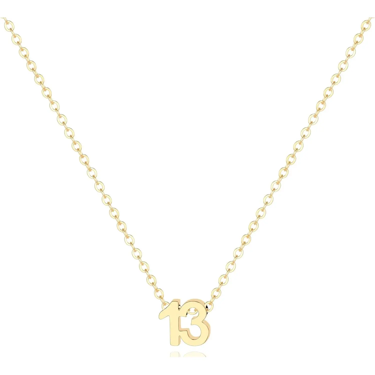 18K Gold Plated Number Necklace for Women,Lucky Number Necklace Personalized Jewelry Birthday Gift