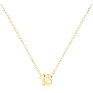 18K Gold Plated Number Necklace for Women,Lucky Number Necklace Personalized Jewelry Birthday Gift