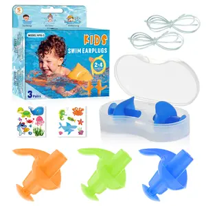 Hearprotek HP10-3 3 Pairs Swimming Ear Plugs for Kids, Soft Silicone Reusable Waterproof Earplugs for Toddlers Bathing Swimming and Other Water Sports(Blue/Orange/Green) reusable hearing