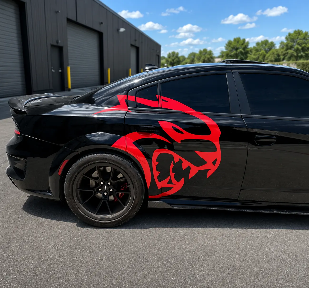 Challenger Charger Rear Side Decal Kit Hellcat Savage Big Cat Head Decal Pair Left & Right High-Quality Vinyl Weather-Resistant UV-Proof