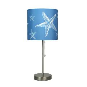 18.5in Brushed Nickel Starfish Lamp - Coastal Shade for Bedroom Glow
