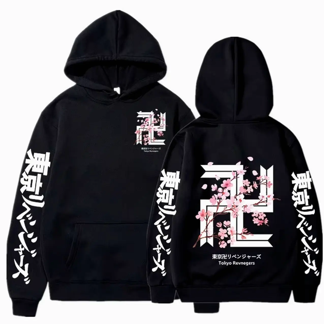Japan Anime Tokyo Revengers Cherry Blossom Graphics Logo Hoodies Tokyo Gang Sweatshirts Cozy Tops Pullovers Unisex Clothes Tops 9