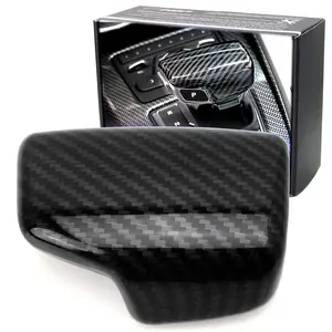 iJDMTOY Glossy Black Carbon Fiber Pattern Shift Knob Cover Shell For 2017-up Audi A4 A5 S5 RS5 Q7, 2018-up Q5, etc