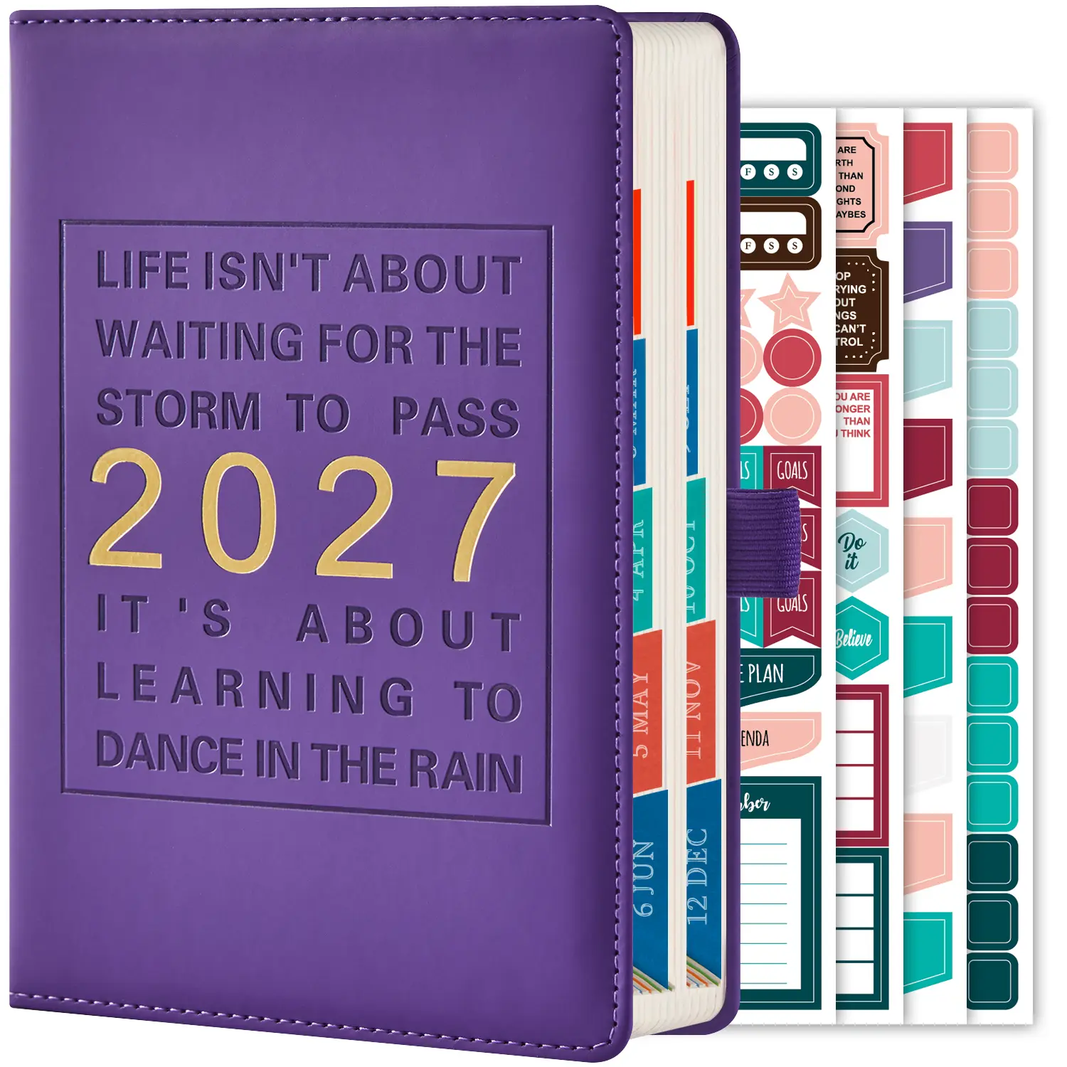 2027 Daily Planner/Calendar, Jan 2027 - Dec 2027 with Colorful Monthly Tabs | 4 Planning Stickers | Inner Pocket | PU Leather Cover, Agenda Book for School Office Home, Christmas Gifts, 5.6" X 8.3"