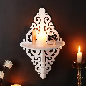 Creative Simple European Pattern Decorative Floating Shelves, DIY Assembly Wall Mounted Storage Rack for Home Living Room Display, Wall Mounted Organizer