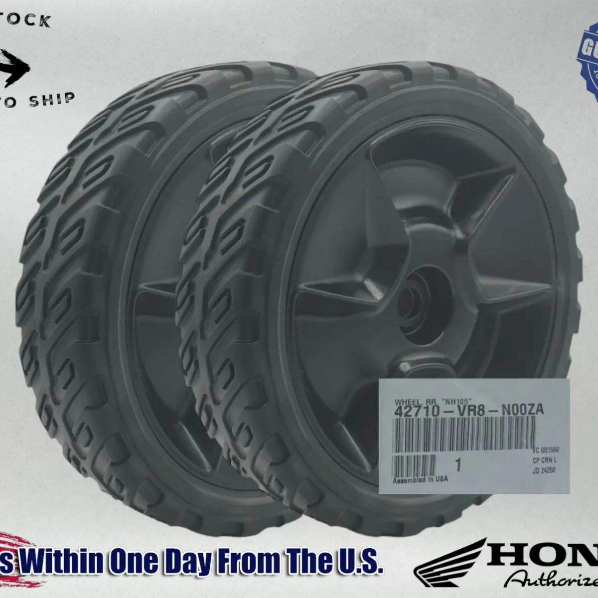 2 Pack Honda OEM HRN216 REAR WHEELS WITH GEARS 42710-VR8-N00ZA