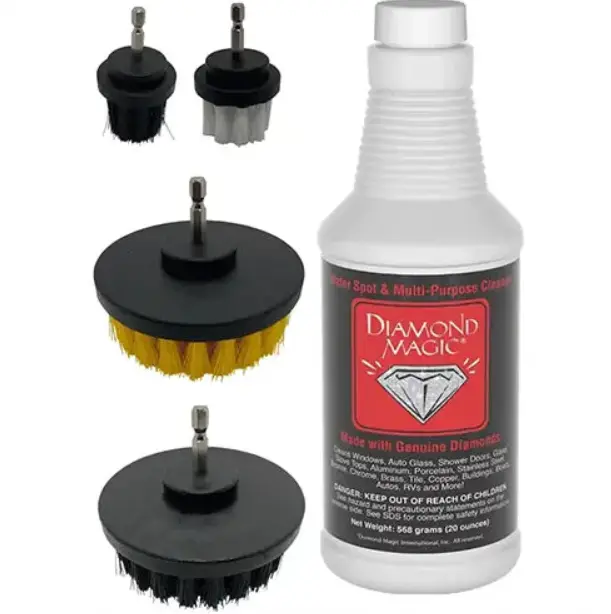 Diamond Magic 20oz & 4-Piece Drill Brush Set - Rust, Lime