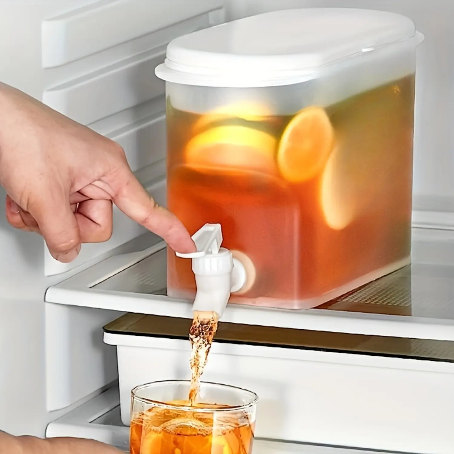 1PC Large Capacity Plastic Water Pitcher with Spigot, Refrigerator Drink Dispenser Jug with Faucet, Cold Beverage Container for Iced Tea, Juice, Fruit Tea, Soda, Water & Home Kitchen Use