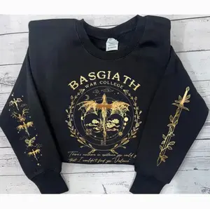 Basgiath War College Dragon Sweatshirt, Hoodie – Fourth Wing Inspired Sweatshirt With Sword Logo On Sleeve, Magic Circle Front Print, Cozy Gift, Full Sizes