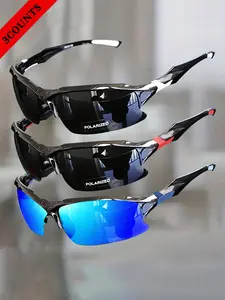 3 Pairs of Fashion Wrap-Around Half-Frame Glasses for Men and Women, Perfect for Outdoor Cycling, Driving, Hiking, and Sports, Polarized Cycling Glasses