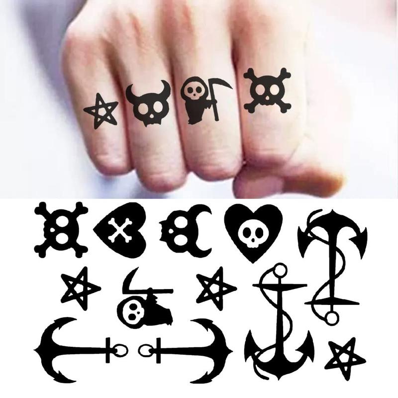 76 Sheets Large Black Temporary Tattoo Stickers, Forearm Design, Including Tribal Wolf, Tiger, Lion, Skull, Halloween Temporary Fake Tattoo Stickers, 12 Fake Tattoo Big Stickers for Arms, Chest and Shoulders for Men or Women, 64 Tiny Black Tattoo Stickers