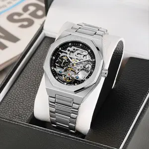 Men's Fashion Luxury Mechanical Watch, Luminous Pointer Chronograph Small Dial Stainless Steel Strap Business Casual Men's Watch Gift With Box Daily Decoration Birthday Gift watch  for business watch