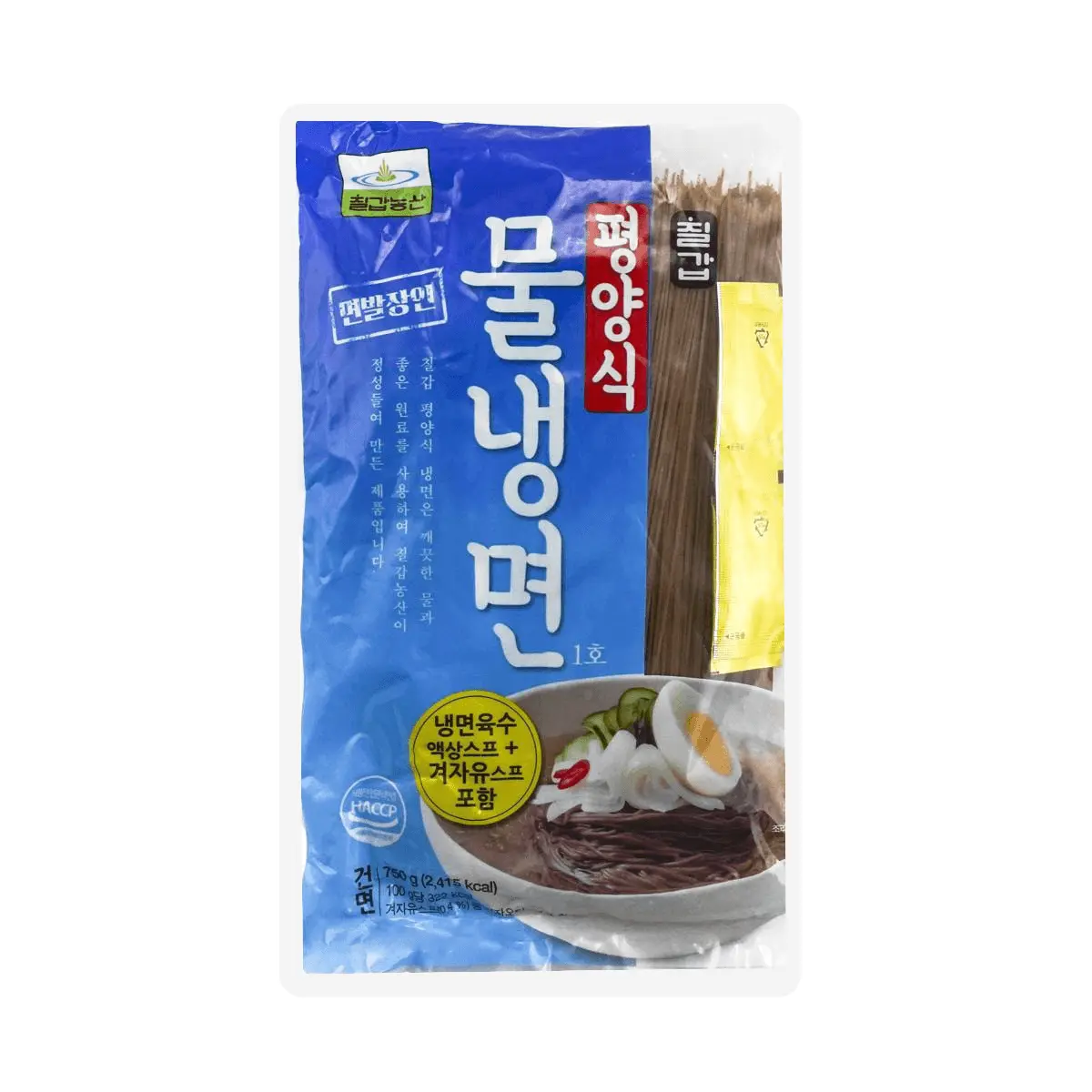 CHILKAB Korean Pyeongyang Naengmyeon Buckwheat Cold Noodles - 4 Servings (750g) with Seasoning Pack